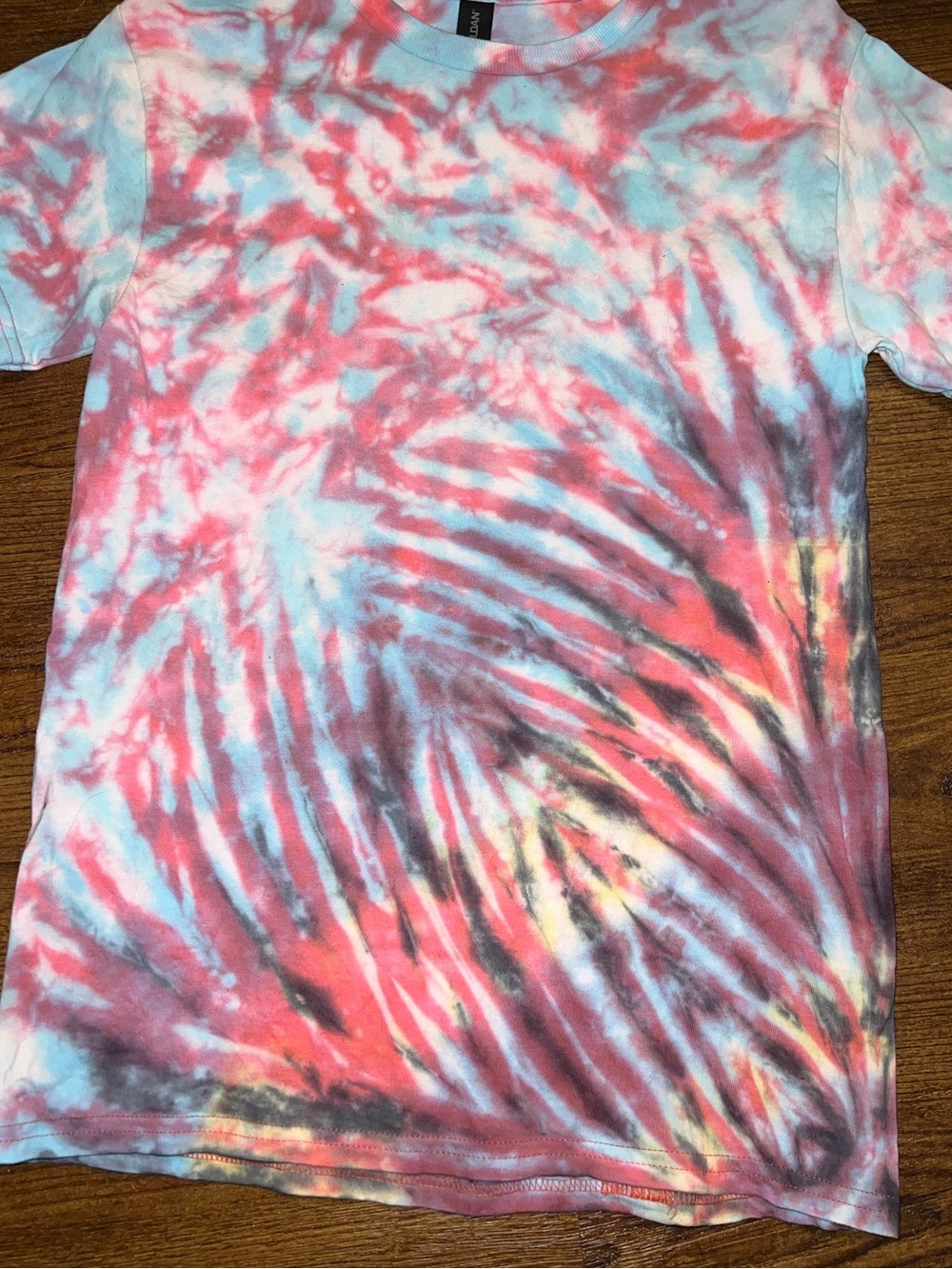 Multicolor Handmade Tie-Dye Pink Short Sleeve Classic Cotton Shirt Size S - Picture 2 of 8